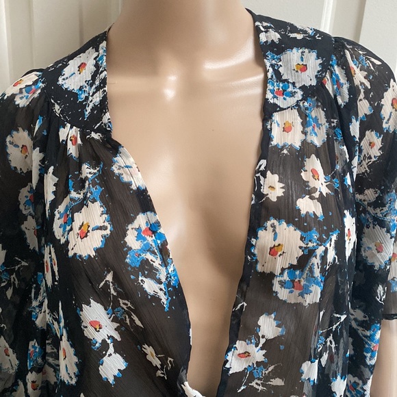 SO Womens XL Floral Sheer Cardigan. Open Front. Super cute: Batwing. Black with - Picture 4 of 10
